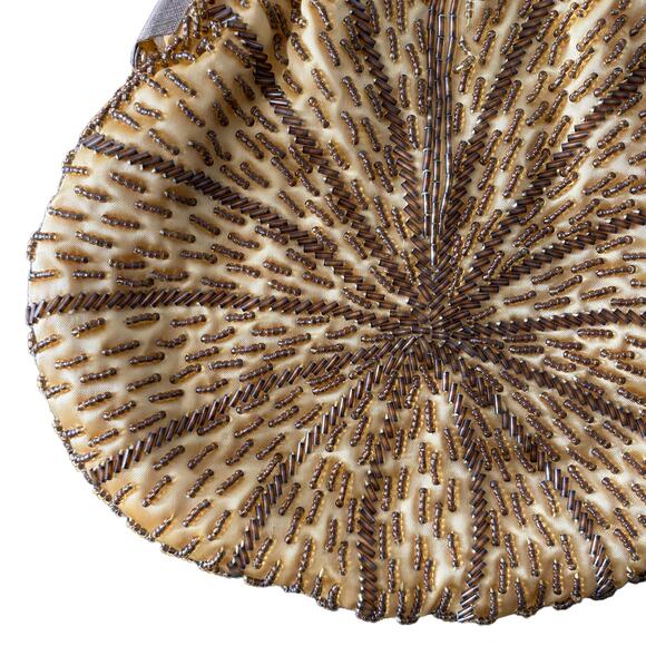 Mister Ernest Vintage Cream Gold Beaded Coin Purse Handbag Mini Bag - Picture 2 of 7